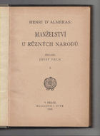 Manželství u různých národů. Sv. I.