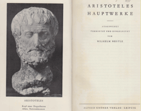 Aristoteles Hauptwerke. Ausgewählt, übersetzt und eingeleitet von Wilhelm Nestle.