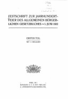 Festschrift zur Jahrhundertfeier des allgemeinen bürgerlichen Gesetzbuches - 1. Juni 1911. 2Bde.