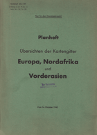 Planheft - Übersichten der Kartengitter Europa, Nordafrika und Vorderasien