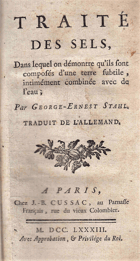 Traité des sels, dans lequel on démontre qu'ils sont composés d'une terre subtile, intimement ...