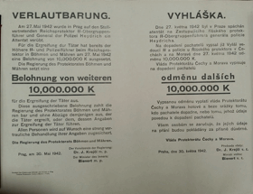 Bekanntmachung vom 30. Mai 1942 - Vyhláška z 30.5.1942. Atentát na SS-Obergruppenführera ...