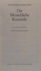 Die Menschliche Komödie, Sittenstudien, Band 7