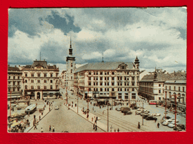 Brno - náměstí Svobody, tramvaj, autobus, nákladní auto (pohled)