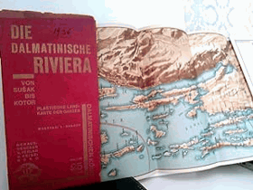 Die Dalmatinische Riviera von Susak bis Kotor. Plastische Landkarte der ganzen Dalmatinischen ...