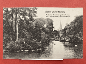 Berlin - Charlottenburg. Partie aus dem Zoologischen Garten mit Kaiser-Wilhelm-Gedächtnis-Kirche