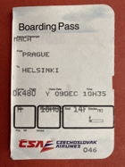 ČSA Palubní vstupenka - Boarding pass, České aerolinie