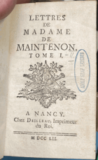 Lettres de Madame de Maintenon. Tome 1+2