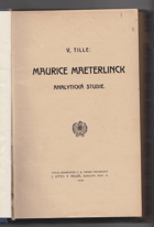 Maurice Maeterlinck - analytická studie