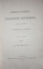 Herberta Spencera Filosofie souborná - u výtahu, jejž pořídil F. Howard Collins