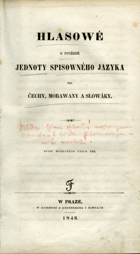 Hlasové o potřebě jednoty spisovného jazyka pro Čechy, Moravany a Slováky