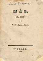 MÁJ - báseň REPRINT VÝTISKU 1836!