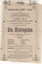 Věc Makropulos - divadelní plakátek (dokument)