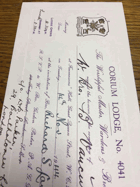Corium Lodge. No. 4041 ORIGINAL DOCUMENT!