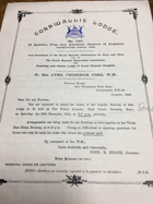 Cornwallis Lodge. No. 1107 ORIGINAL DOCUMENT!