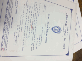 Heritage Lodge. No. 5572 ORIGINAL DOCUMENTS!