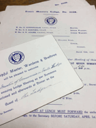 Essex Masters Lodge. No. 3256 ORIGINAL DOCUMENTS!