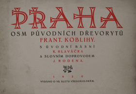 Praha - osm původních dřevorytů Frant. Koblihy