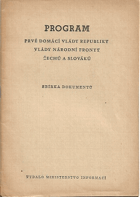 Program prvé domácí vlády republiky, vlády Národní fronty Čechů a Slováků