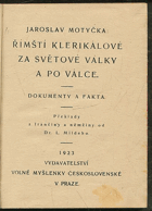 Římští klerikálové za světové války a po válce - dokumenty a fakta