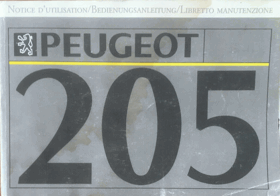 NOTICE D'UTILISATION PEUGEOT 205