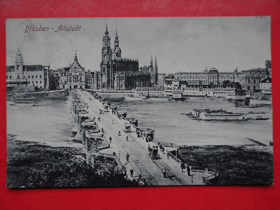 Drážďany - Dresden, řeka, lodě (pohled)