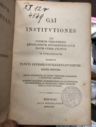 GAI INSTITUTIONES Collectio librorum iuris anteiustiniani in usum scholarum. Tomus I, Gai ...