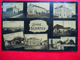 Staré Benátky, Benátky nad Jizerou, okres Mladá Boleslav, víceokénková pohlednice, cukrovar, ... (pohled)