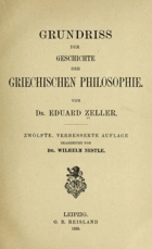 Grundriss der Geschichte der griechischen Philosophie