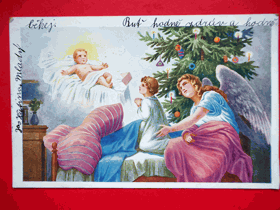 Radostné Vánoce.  Adolf Körber - Vánoční sen dítěte (pohled)
