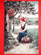 Žánrový obrázek, polní pošta (pohled)