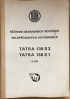 Seznam náhradních součástí sklápěčkových automobilů TATRA 138 S1 a 138 S3 - 2. DÍL!!
