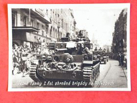 Vojenská tématika:Těžké tanky I.čsl. obrněné brigády na Příkopech (pohled)