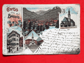 Bolzano - Bozen, Itálie, koláž, dlouhá adresa (pohled)