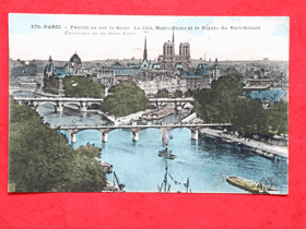 Paříž - Paris, Francie, řeka Seine, Notra - Dame, most, loď (pohled)