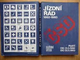 Jízdní řád ČSD 1992-1993. Kilometrovník pro přepravu cestujících, cestovních zavazadel a ...