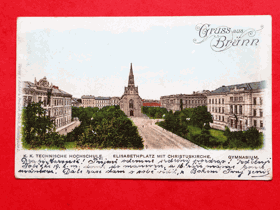 Brno - Brünn, gymnázium, vysoká škola, dlouhá adresa (pohled)