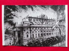 Praha, Národní divadlo - požár.  NEOBJEDNÁVEJTE! NABÍDNĚTE NEJVYŠŠÍ CENU, KTEROU JSTE ... (pohled)