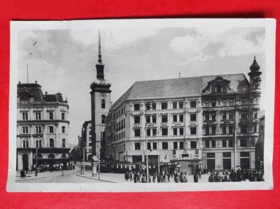 Brno - Náměstí Svobody, kostel sv. Jakuba, tramvaj (pohled)