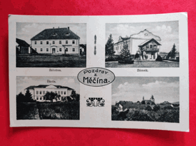 Měčín,  okres Klatovy, koláž, okénková pohlednice