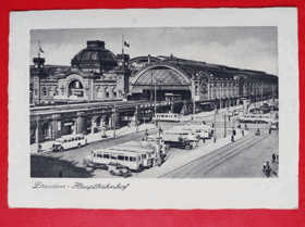 Dráždany - Dresden, Německo, nádraží, auto, autobus (pohled)