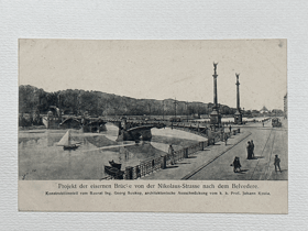Praha - Projekt železného mostu - Vltava - Čechův most (pohled)