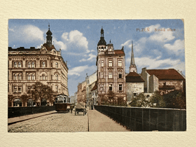 Plzeň - Saská ulice - povoz+tramvaj. Pilsen (pohled)