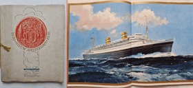 1626 - Nieuw Amsterdam - 1938. Inside 48 pages with 5 pullouts showing colour art plates of her ...