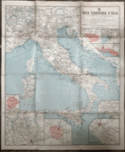 CARTA FERROVIARIA D'ITALIA E LINEE DI NAVIGAZIONE MAPA