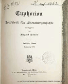 Euphorion - zeitschrift für Literaturgeschichte