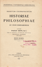 Brevis conspectus historiae philosophiae ad usum seminariorum