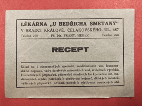 RECEPT - Lékárna U Bedřicha Smetany v Hradci Králové - Ph. Mr. František Heger - Docent Dr. ...
