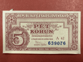 BANKOVKA ČESKOSLOVENSKO - 5 KORUN - A 42 639076