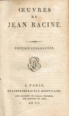 Oeuvres de Jean Racine - Tome cinquième - Oeuvres diverses - édition stéréotype d'après le ...